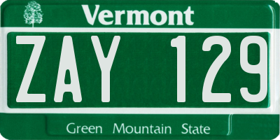 VT license plate ZAY129