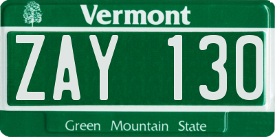 VT license plate ZAY130