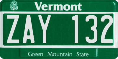 VT license plate ZAY132