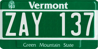 VT license plate ZAY137
