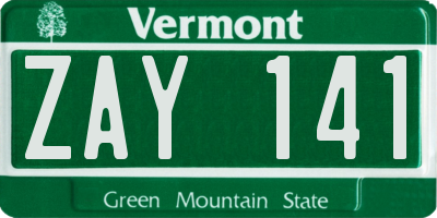 VT license plate ZAY141