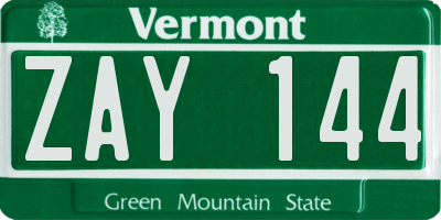 VT license plate ZAY144