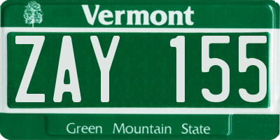 VT license plate ZAY155