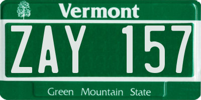 VT license plate ZAY157