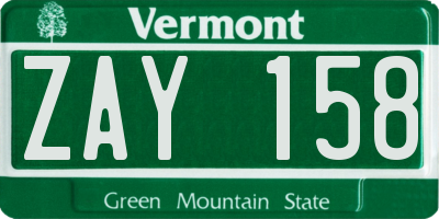 VT license plate ZAY158