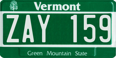 VT license plate ZAY159