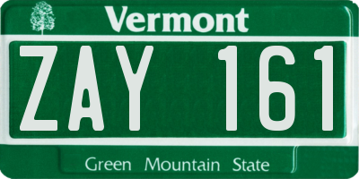 VT license plate ZAY161