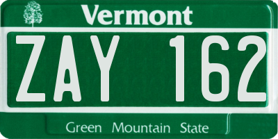 VT license plate ZAY162