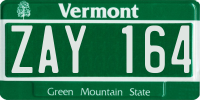 VT license plate ZAY164