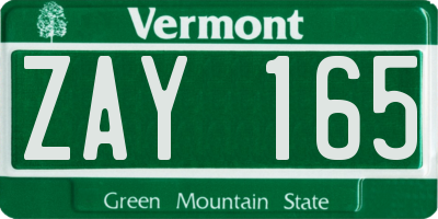 VT license plate ZAY165