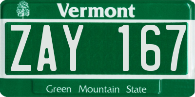 VT license plate ZAY167