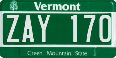 VT license plate ZAY170