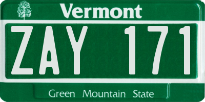 VT license plate ZAY171