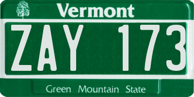 VT license plate ZAY173