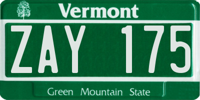 VT license plate ZAY175