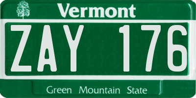 VT license plate ZAY176