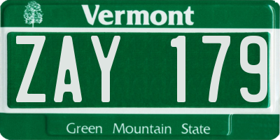 VT license plate ZAY179