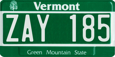 VT license plate ZAY185