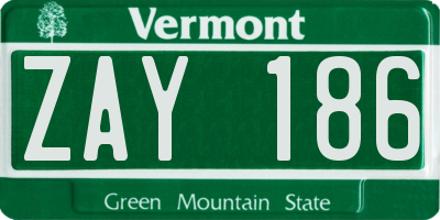 VT license plate ZAY186
