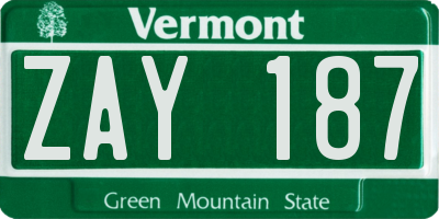 VT license plate ZAY187