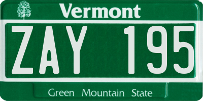 VT license plate ZAY195