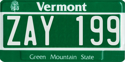 VT license plate ZAY199