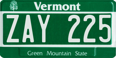 VT license plate ZAY225