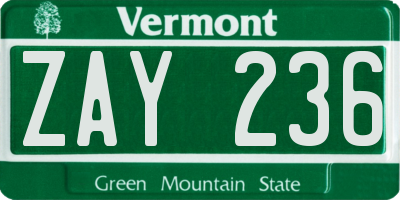 VT license plate ZAY236