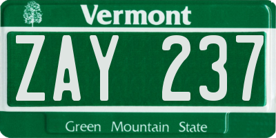 VT license plate ZAY237
