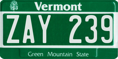 VT license plate ZAY239