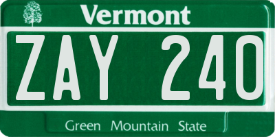 VT license plate ZAY240