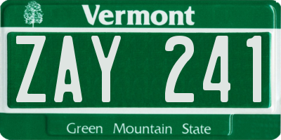VT license plate ZAY241