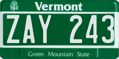 VT license plate ZAY243