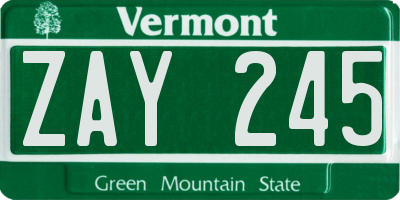VT license plate ZAY245