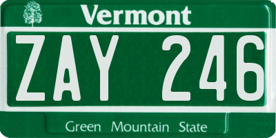 VT license plate ZAY246