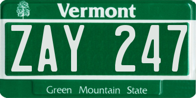 VT license plate ZAY247