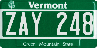 VT license plate ZAY248