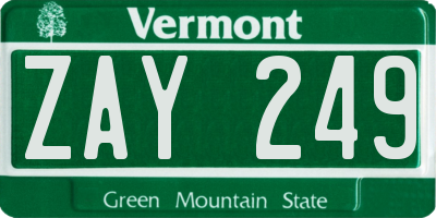 VT license plate ZAY249