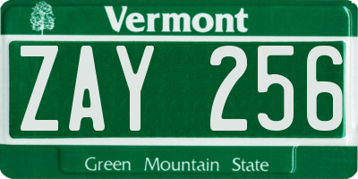 VT license plate ZAY256