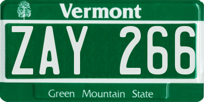 VT license plate ZAY266