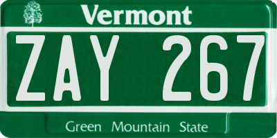 VT license plate ZAY267