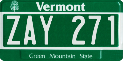 VT license plate ZAY271