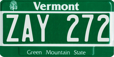VT license plate ZAY272