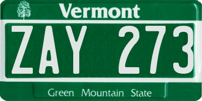 VT license plate ZAY273