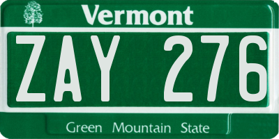 VT license plate ZAY276