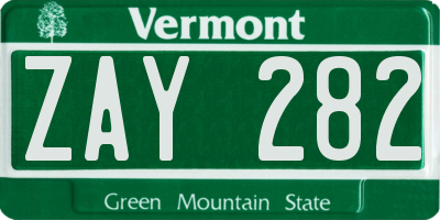 VT license plate ZAY282