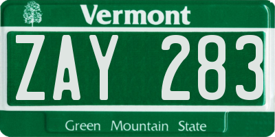 VT license plate ZAY283