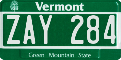 VT license plate ZAY284