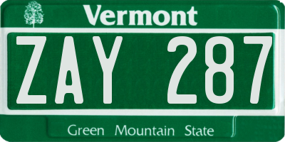 VT license plate ZAY287