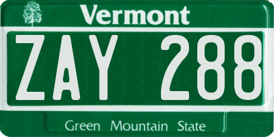 VT license plate ZAY288